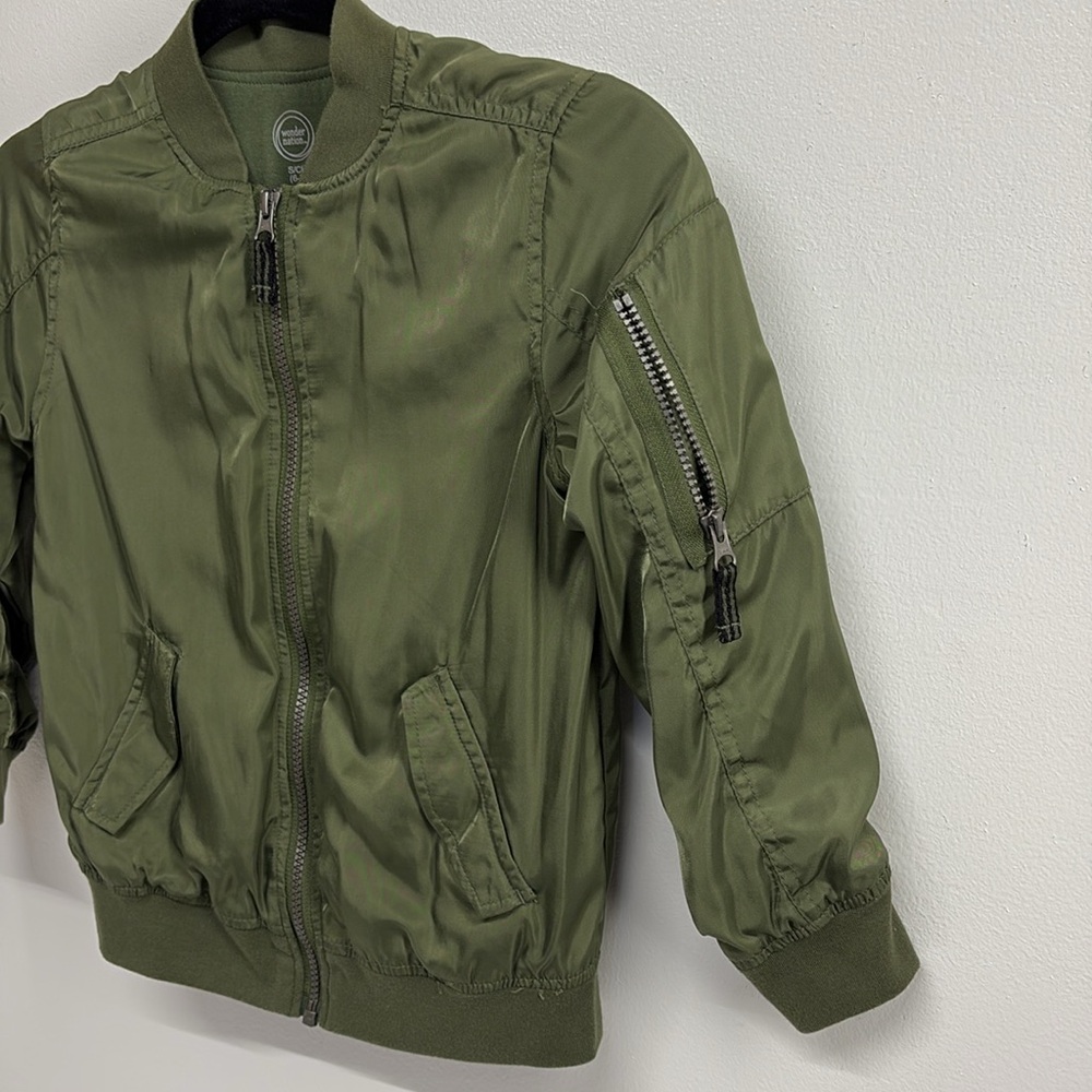 Girls sz 6-7 (s/ch) olive green bomber jacket with packets